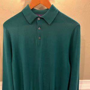 Alan Flusser Green M knit sweater shirt in beautiful green color.